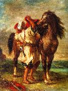 Eugene Delacroix, Arab Saddling his Horse